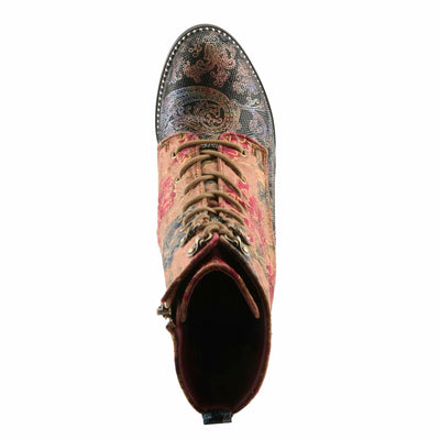 Spring Step L'Artiste Stellar Heeled Booties | Baroque-Inspired Lace-Up Suede Ankle Boots BROWN MULTI EU 38 / US 7.5-8