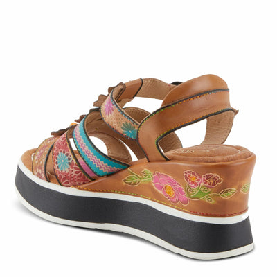 Spring Step L'Artiste Women's FloralBloom - Hand-Painted Lightweight Athleisure Sandals Tan Multi EU 42 / US 10.5-11