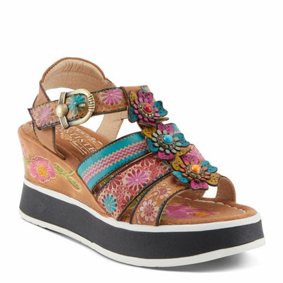 Spring Step L'Artiste Women's FloralBloom - Hand-Painted Lightweight Athleisure Sandals Tan Multi EU 42 / US 10.5-11