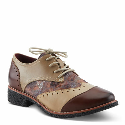 L'Artiste BARGIASTI-FLO Baroque Leather Oxford – Lace-Up Loafer with Floral Embossed Detailing Brown Multi EU 40 / US 9