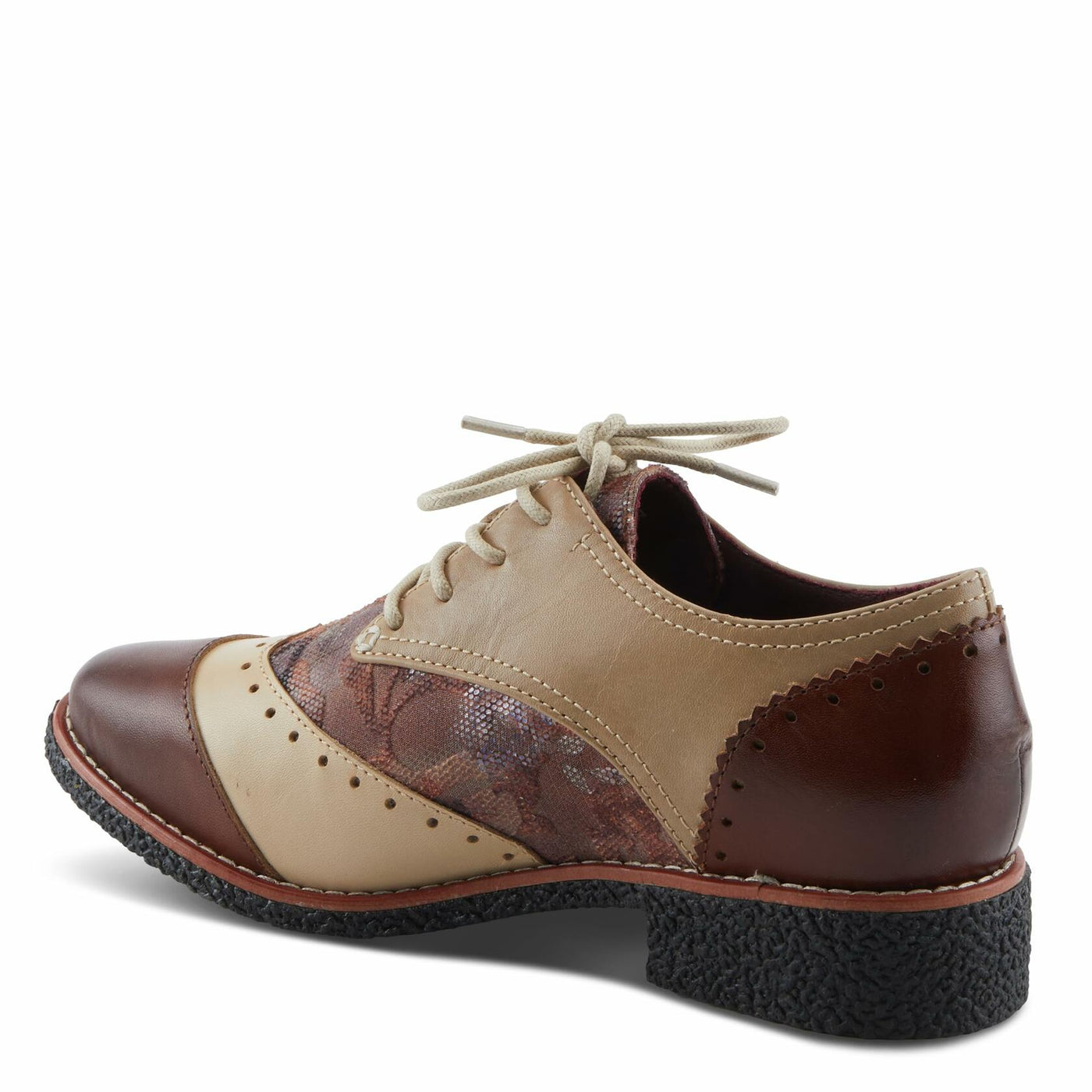 L'Artiste BARGIASTI-FLO Baroque Leather Oxford – Lace-Up Loafer with Floral Embossed Detailing Brown Multi EU 39 / US 8.5