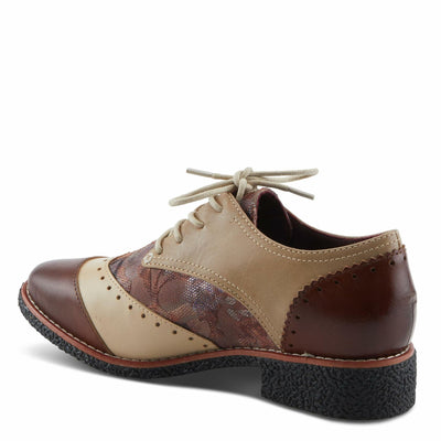 L'Artiste BARGIASTI-FLO Baroque Leather Oxford – Lace-Up Loafer with Floral Embossed Detailing Brown Multi EU 39 / US 8.5