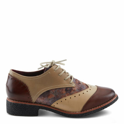 L'Artiste BARGIASTI-FLO Baroque Leather Oxford – Lace-Up Loafer with Floral Embossed Detailing Brown Multi EU 39 / US 8.5