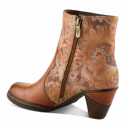 Spring Step L'Artiste Naima Heeled Booties | Floral-Printed Leather Ankle Boots with Rose Cutout Design CAMEL MULTI EU 39 / US 8.5