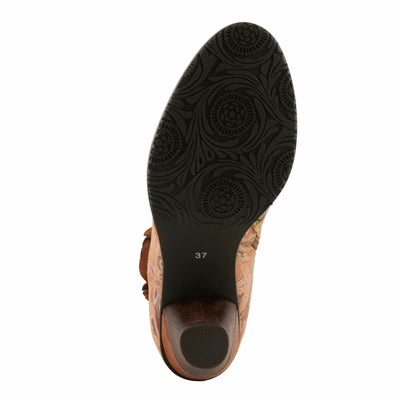 Spring Step L'Artiste Naima Heeled Booties | Floral-Printed Leather Ankle Boots with Rose Cutout Design CAMEL MULTI EU 39 / US 8.5