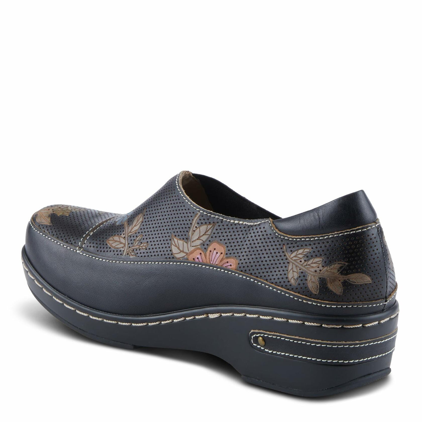 L'Artiste by Spring Step Women's Burbank-Flower Clog, Black Multi, 9.5-10