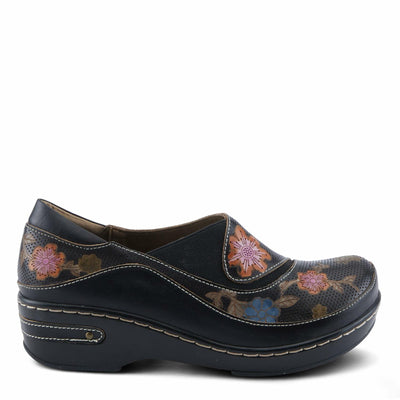 L'Artiste by Spring Step Women's Burbank-Flower Clog, Black Multi, 9.5-10