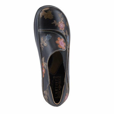 L'Artiste by Spring Step Women's Burbank-Flower Clog, Black Multi, 9.5-10