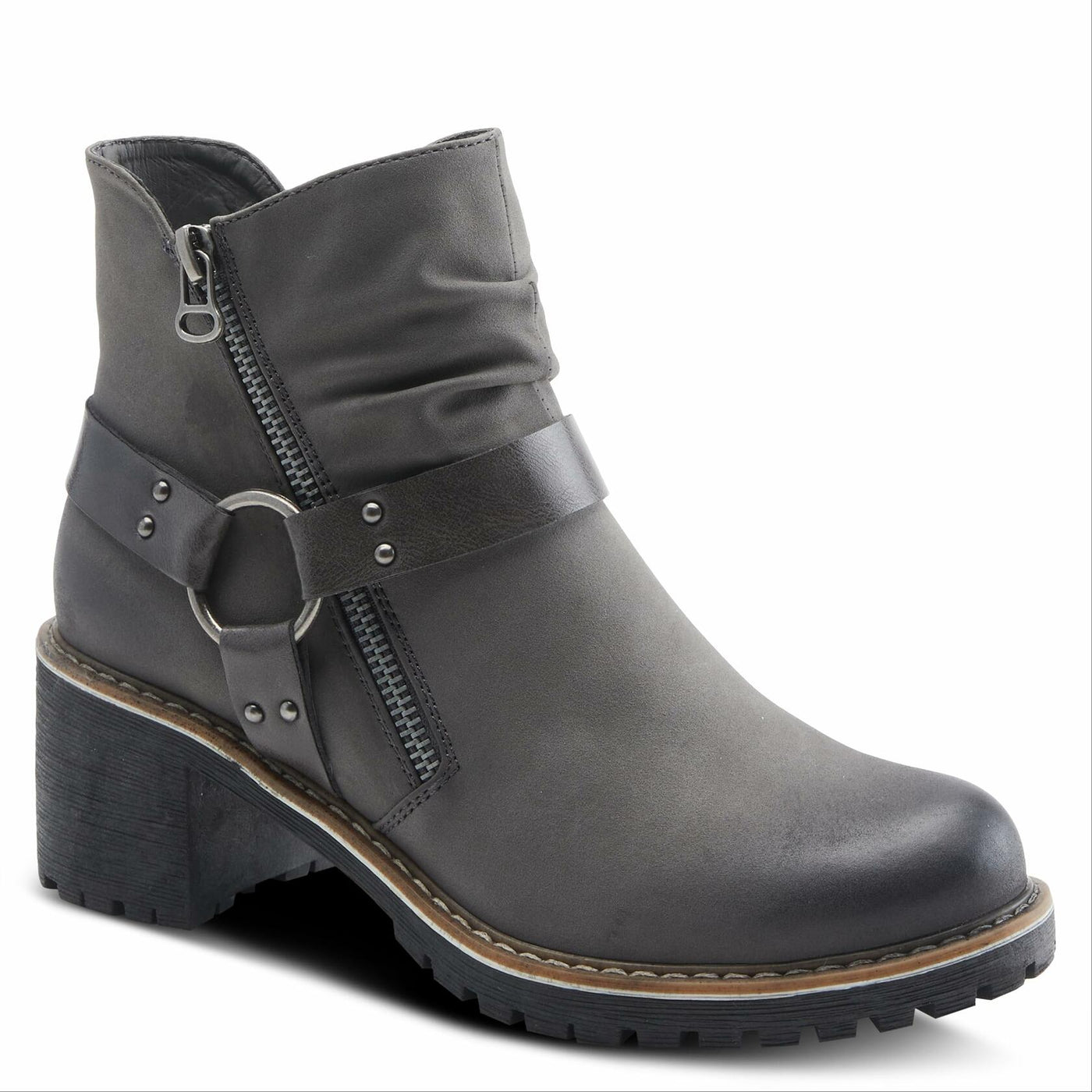 PATRIZIA Spring Step Firewood Booties for Women - Ladies Ankle Boots with Zipper Closure - Vegan Leather Womens Boots for Outdoor - Grey EU 36 / US 5.5-6