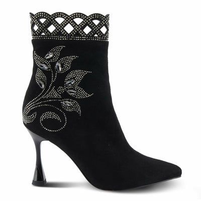 Azura Women's ROYALREIGN Elegant Suede Booties with Royal Embellishments, Comfortable Heel, and Zipper Closure Black EU 36 / US 5.5-6