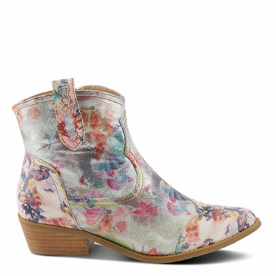 Spring Step L'Artiste Women's FLIRTINI Western Summer Boots - Metallic Leather, Pull Tabs, Low Stacked Heel Pink Multi EU 41 / US 9.5-10