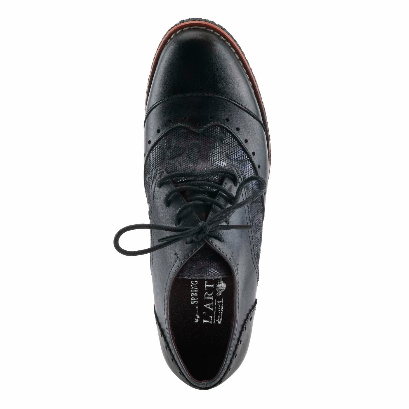 L'Artiste BARGIASTI-FLO Baroque Leather Oxford – Lace-Up Loafer with Floral Embossed Detailing Black Multi EU 39 / US 8.5