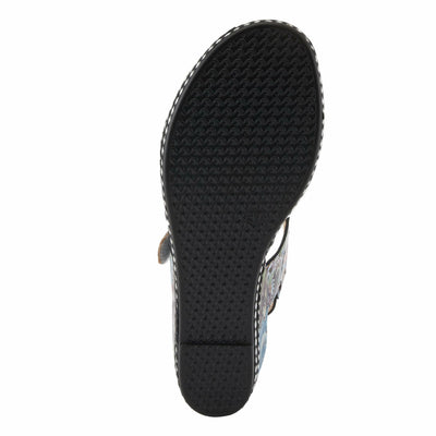 Spring Step L'Artiste Women's FLAVOUR Fashion Wrapped Wedged Sandals | Hand-Painted Leather Accents, Hook and Loop Closure Grey Multi EU 38 / US 7.5-8