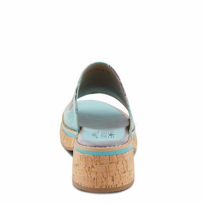 Spring Step L'Artiste Women's ALDINA Hand-Painted Leather Slides with Cushioned Comfort Sky Blue Multi EU 41 / US 9.5-10