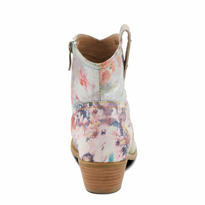 Spring Step L'Artiste Women's FLIRTINI Western Summer Boots - Metallic Leather, Pull Tabs, Low Stacked Heel Pink Multi EU 41 / US 9.5-10