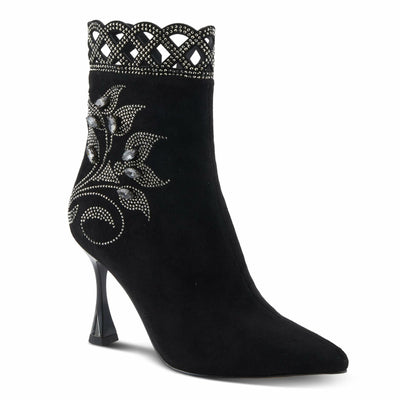 Azura Women's ROYALREIGN Elegant Suede Booties with Royal Embellishments, Comfortable Heel, and Zipper Closure Black EU 36 / US 5.5-6