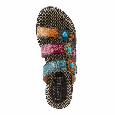 L'Artiste by Spring Step Women's Maryse Sandal, Black Multi, 9