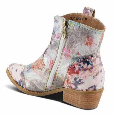 Spring Step L'Artiste Women's FLIRTINI Western Summer Boots - Metallic Leather, Pull Tabs, Low Stacked Heel Pink Multi EU 41 / US 9.5-10