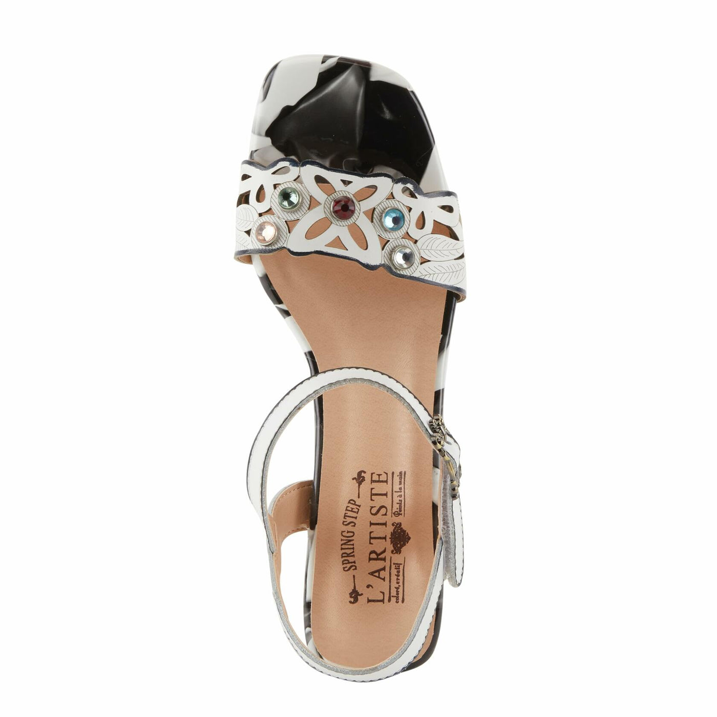 Spring Step L'Artiste Women's ILUMINADA Jewel Heel Sandals - Sparkling Glamour and Sophisticated Comfort White Multi EU 38 / US 7.5-8