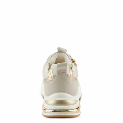 PATRIZIA Women's URSA Platform Sneakers with Sparkling Upper, Gold Metallic Accents, and Comfortable Fit Beige EU 36 / US 5.5-6