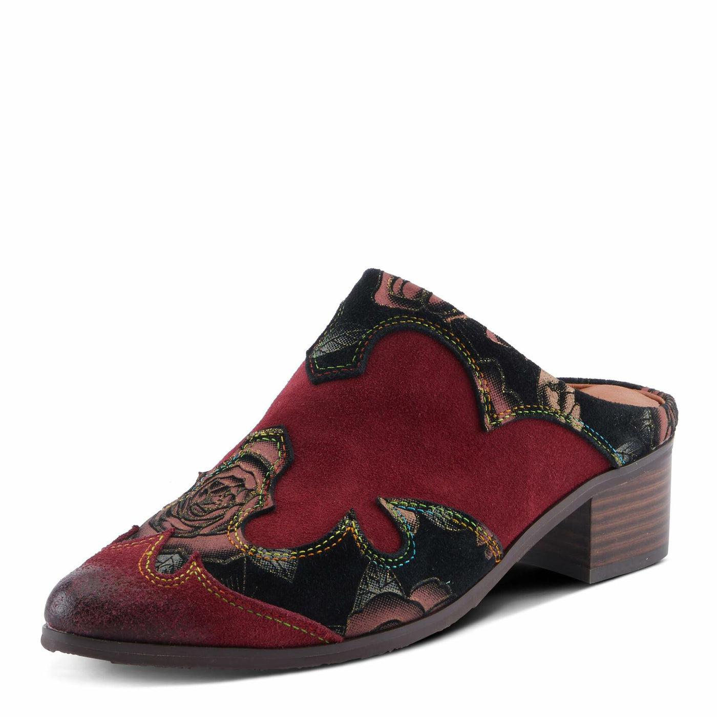 Spring Step L'Artiste Ladyslide-Shine Women's Floral Glitter Slide - Bold Western-Glam Style, Comfortable Statement Shoes Bordeaux Multi EU 41 / US 9.5-10