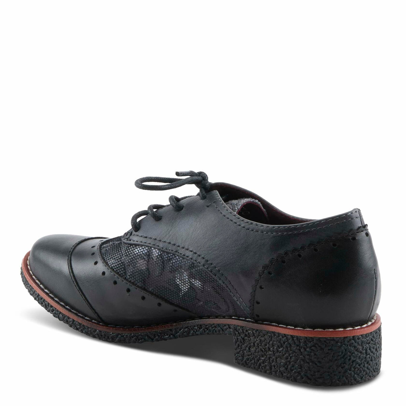 L'Artiste BARGIASTI-FLO Baroque Leather Oxford – Lace-Up Loafer with Floral Embossed Detailing Black Multi EU 40 / US 9