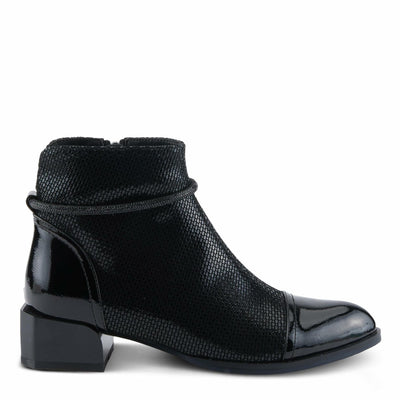 Azura Women's SHELBI Fashionable Leather Booties with Buckle Detail, Side Zipper, and Low Heel Black Patent EU 39 / US 8.5