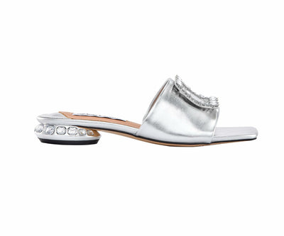Lady Couture Amore Metallic Jewel Slide, Silver, 6