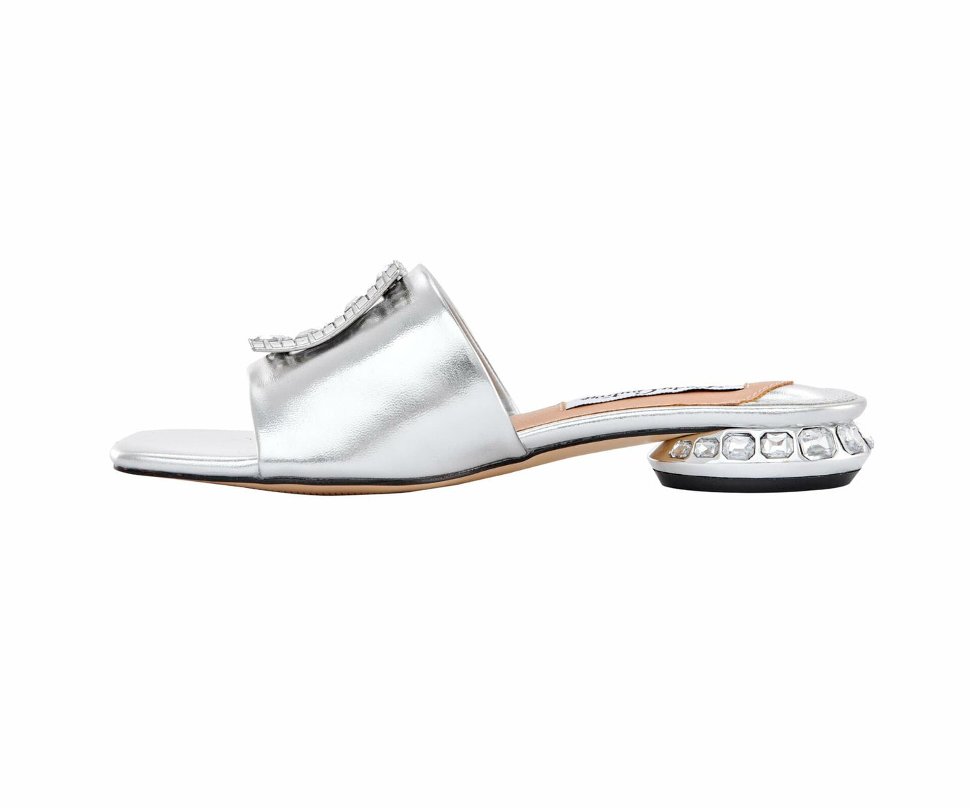 Lady Couture Amore Metallic Jewel Slide, Silver, 6