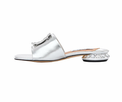 Lady Couture Amore Metallic Jewel Slide, Silver, 6