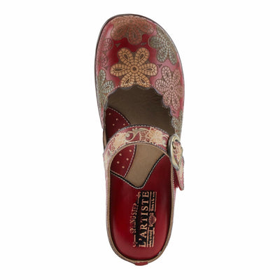L'Artiste by Spring Step Women's Flochino Clog, Red Multi, 7