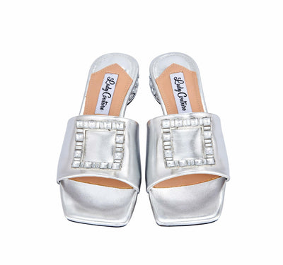 Lady Couture Amore Metallic Jewel Slide, Silver, 6