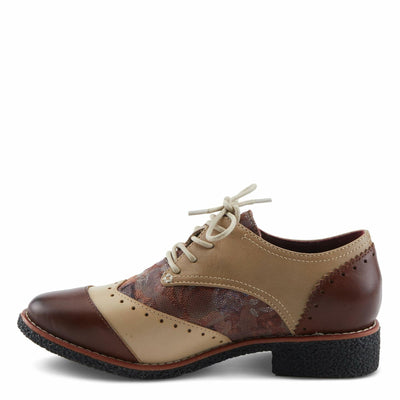 L'Artiste BARGIASTI-FLO Baroque Leather Oxford – Lace-Up Loafer with Floral Embossed Detailing Brown Multi EU 39 / US 8.5