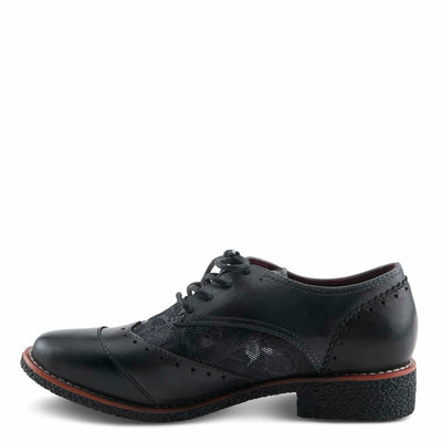 L'Artiste BARGIASTI-FLO Baroque Leather Oxford – Lace-Up Loafer with Floral Embossed Detailing Black Multi EU 40 / US 9