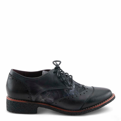 L'Artiste BARGIASTI-FLO Baroque Leather Oxford – Lace-Up Loafer with Floral Embossed Detailing Black Multi EU 38 / US 7.5-8