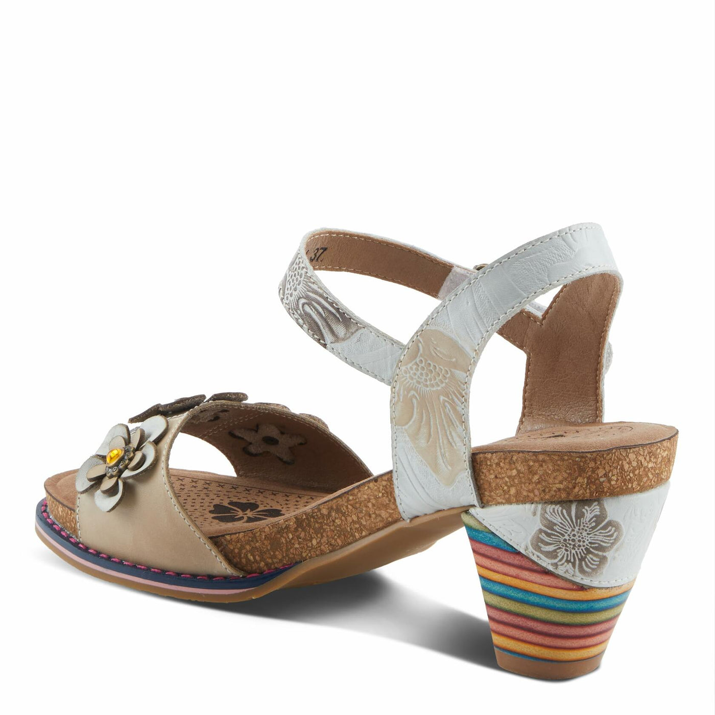 L'Artiste by Spring Step Women's Bluesky Sandal, White Multi, 8.5