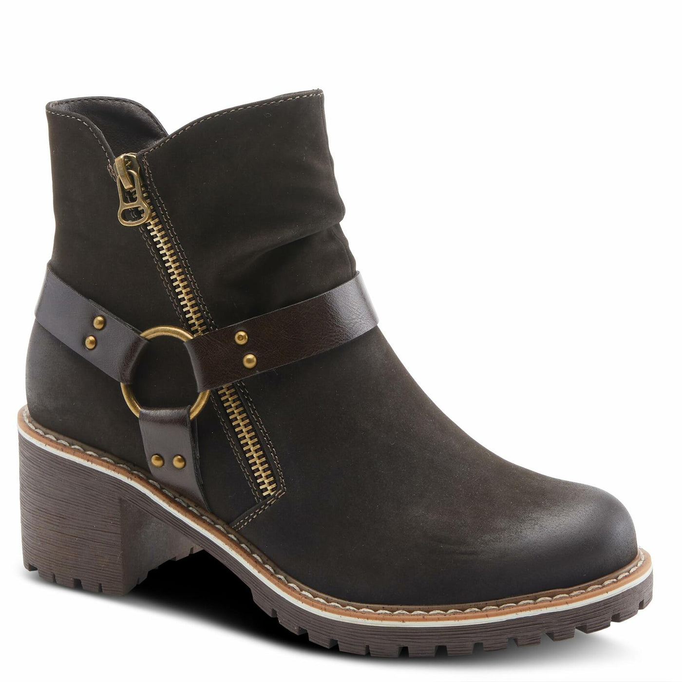 PATRIZIA Spring Step Firewood Booties for Women - Ladies Ankle Boots with Zipper Closure - Vegan Leather Womens Boots for Outdoor - Chocolate Brown EU 39 / US 8.5