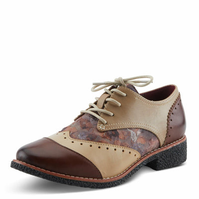 L'Artiste BARGIASTI-FLO Baroque Leather Oxford – Lace-Up Loafer with Floral Embossed Detailing Brown Multi EU 39 / US 8.5