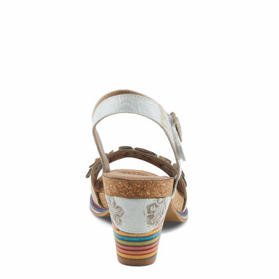 L'Artiste by Spring Step Women's Bluesky Sandal, White Multi, 8.5