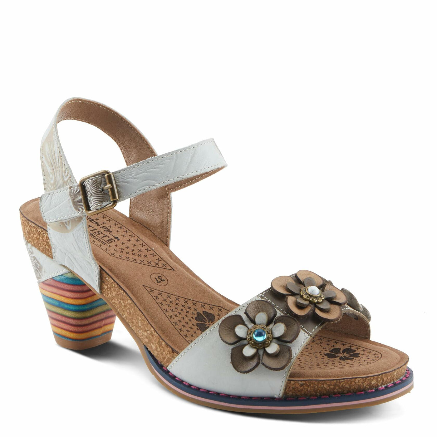 L'Artiste by Spring Step Women's Bluesky Sandal, White Multi, 8.5