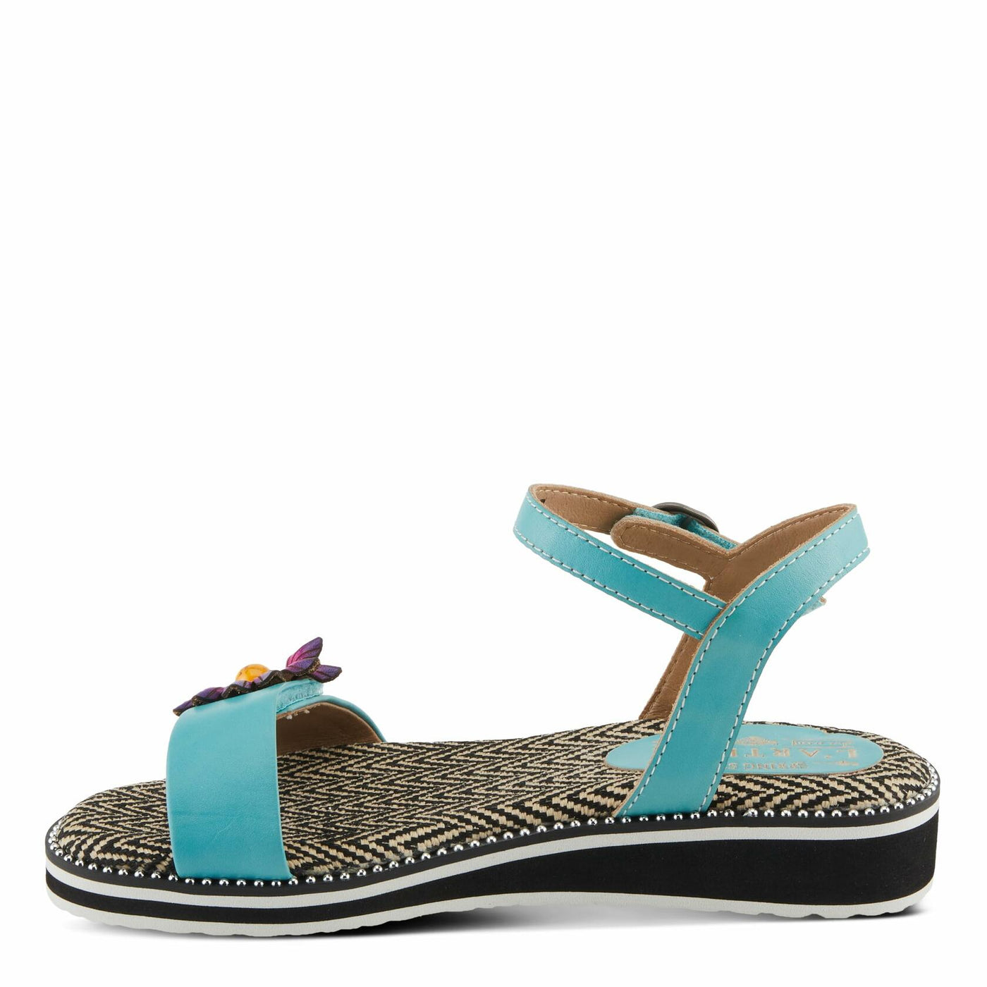 Spring Step L'Artiste Women's Tilton - Casual-Chic Hand-Painted Floral Sandals Sky Blue EU 36 / US 5.5-6