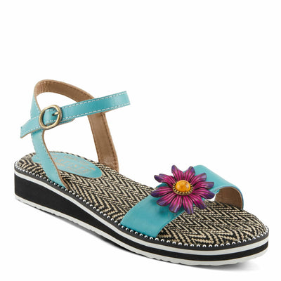 Spring Step L'Artiste Women's Tilton - Casual-Chic Hand-Painted Floral Sandals Sky Blue EU 36 / US 5.5-6