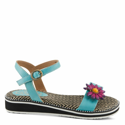 Spring Step L'Artiste Women's Tilton - Casual-Chic Hand-Painted Floral Sandals Sky Blue EU 36 / US 5.5-6