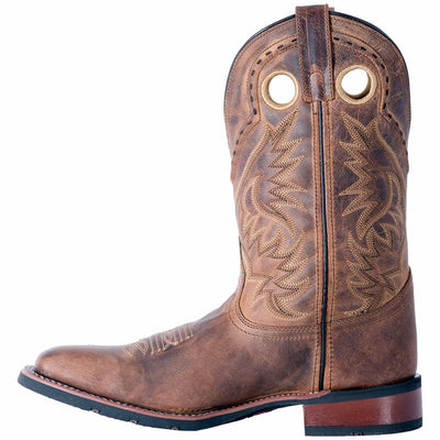 Laredo Mens Kane Embroidered Square Toe Pull On Casual Boots Mid Calf - Brown - Size 7.5 D