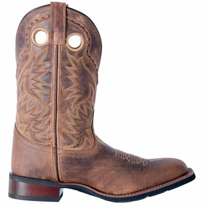 Laredo Mens Kane Embroidered Square Toe Pull On Casual Boots Mid Calf - Brown - Size 10.5 3E