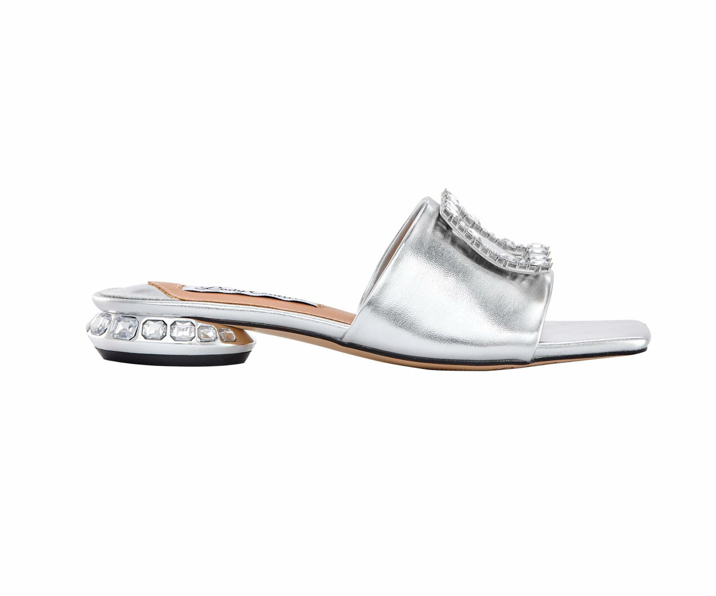Lady Couture Amore Metallic Jewel Slide, Silver, 5
