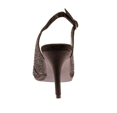 Lady Couture Adore Mid Heel Rhinestone Slingback, Pewter, 9