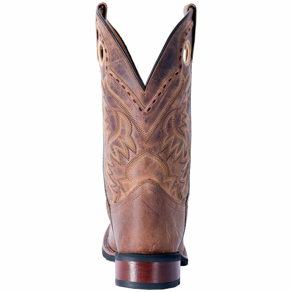 Laredo Mens Kane Embroidered Square Toe Pull On Casual Boots Mid Calf - Brown - Size 7.5 D