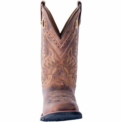 Laredo Mens Kane Embroidered Square Toe Pull On Casual Boots Mid Calf - Brown - Size 10.5 3E