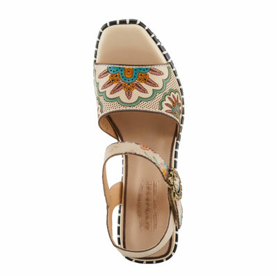 Spring Step L'Artiste Women's GOGETEM Retro Platform Sandals - Hand-Painted Flower Design, Decorative Floral Buckle Chocolate Multi EU 36 / US 5.5-6